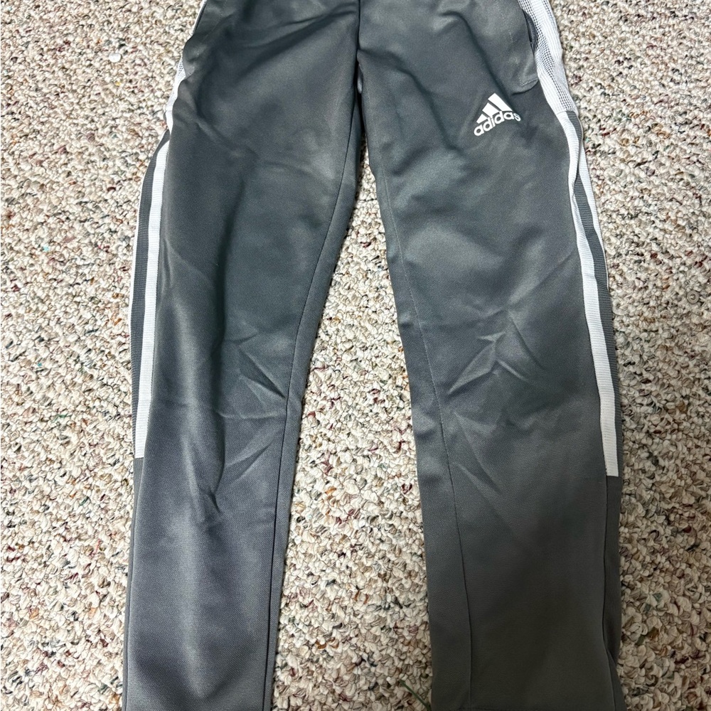 Adidas Kids Gray Tito joggers with White Stripes